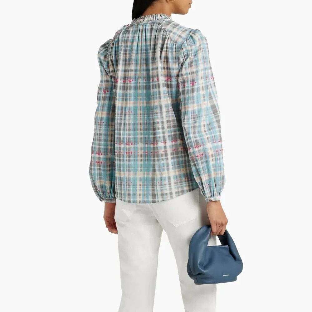 Joie Jindrah Gathered Printed Cotton Blouse. Sz: XL - Picture 3 of 11